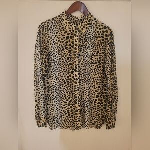 Equipment Beige and Black Leopard Print Shirt